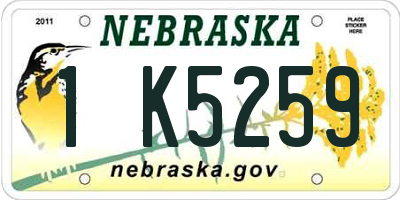 NE license plate 1K5259