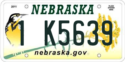 NE license plate 1K5639