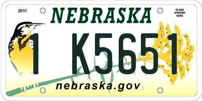 NE license plate 1K5651