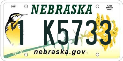 NE license plate 1K5733