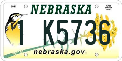 NE license plate 1K5736