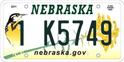 NE license plate 1K5749
