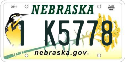 NE license plate 1K5778