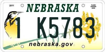 NE license plate 1K5783