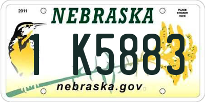 NE license plate 1K5883