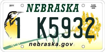 NE license plate 1K5932