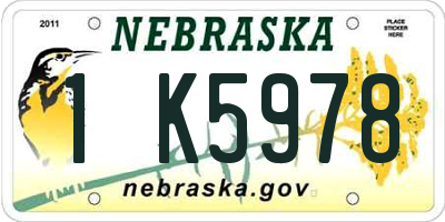 NE license plate 1K5978