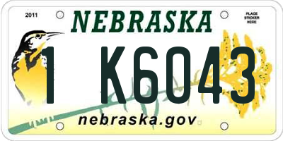 NE license plate 1K6043