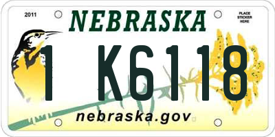 NE license plate 1K6118