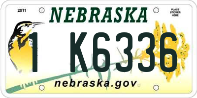 NE license plate 1K6336