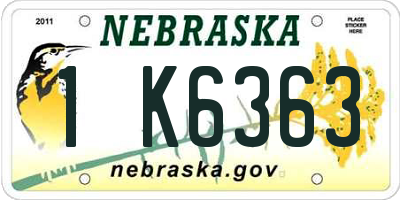 NE license plate 1K6363