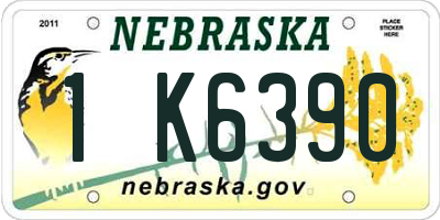 NE license plate 1K6390