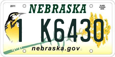 NE license plate 1K6430
