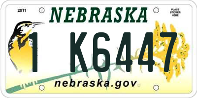 NE license plate 1K6447