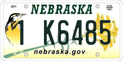 NE license plate 1K6485