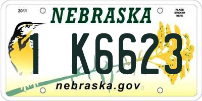 NE license plate 1K6623