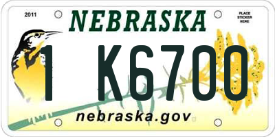 NE license plate 1K6700
