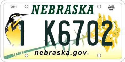 NE license plate 1K6702
