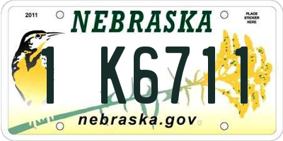 NE license plate 1K6711