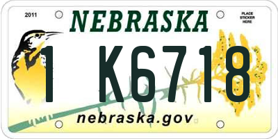 NE license plate 1K6718