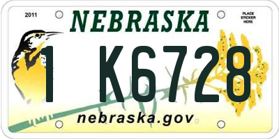 NE license plate 1K6728