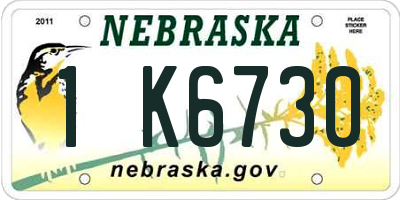 NE license plate 1K6730