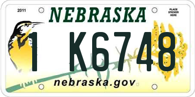 NE license plate 1K6748