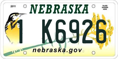 NE license plate 1K6926
