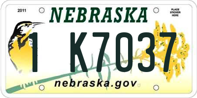 NE license plate 1K7037