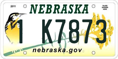 NE license plate 1K7873