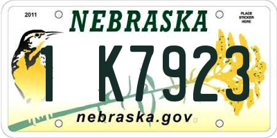 NE license plate 1K7923