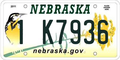 NE license plate 1K7936