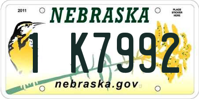NE license plate 1K7992