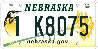 NE license plate 1K8075