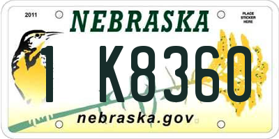 NE license plate 1K8360