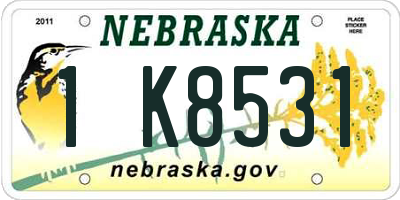 NE license plate 1K8531