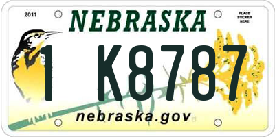 NE license plate 1K8787