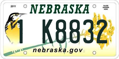 NE license plate 1K8832