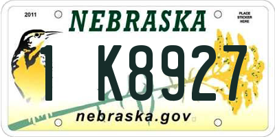 NE license plate 1K8927
