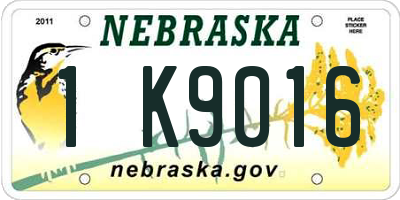 NE license plate 1K9016