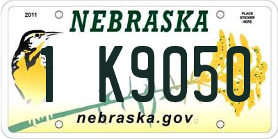 NE license plate 1K9050