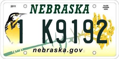NE license plate 1K9192