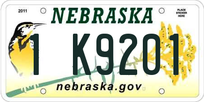 NE license plate 1K9201