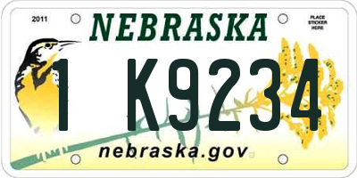 NE license plate 1K9234
