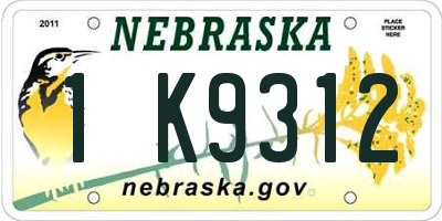 NE license plate 1K9312