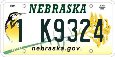 NE license plate 1K9324