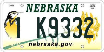 NE license plate 1K9332