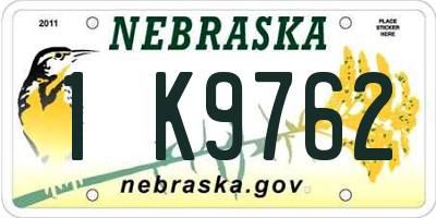 NE license plate 1K9762