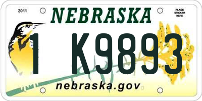 NE license plate 1K9893