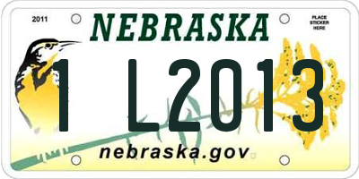 NE license plate 1L2013